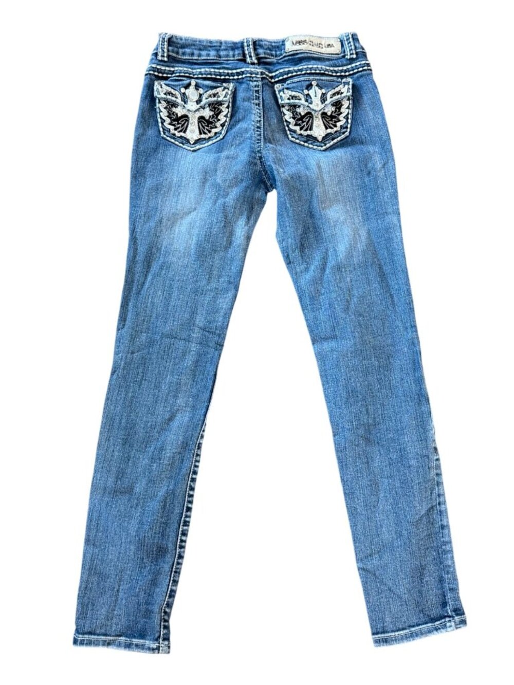 Vintage Y2K Miss Chic Womens Embellished Skinny Jeans Size 7 Blue Denim Style MC - Picture 3 of 6